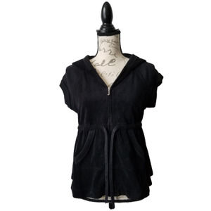 Girls XL Juicy Couture hooded zip vest jacket Blk